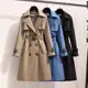 Moda Coreana Vintage Casaco Solto Mola De Outono Pólo De Manga Longa Duplo Peito Alto Midi Windbreak em oferta
