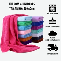 Imagem da promoção Kit 4 Panos Mágico de Chão Grande Super Absorvente de Microfibra para Limpeza Geral 50x60cm