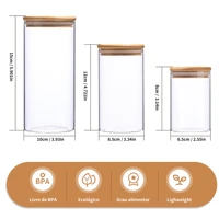 Imagem da promoção Belifou Kit 3 Potes Para Alimentos Com Tampa Bambu 15CM - Gaia
