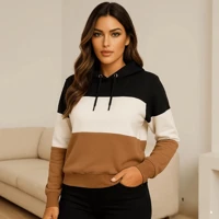 Imagem da promoção Blusa De Moletom Feminina Flanelada Com Capuz Recortes 3 Cores Agasalho De Frio