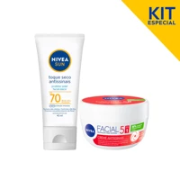 Imagem da promoção KIT NIVEA SUN Protetor Solar Facial Antissinais Fps70 40ml + Creme Facial Antissinais 100g