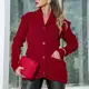 Casaco de Lã Feminino com Botão e Bolso Tricot Moda em oferta