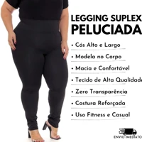 Imagem da promoção Calça Legging Flanelada Térmica Peluciada Plus Size 42 a 54 Cintura Alta Leg Alta Compressão