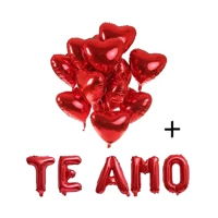 Imagem da promoção Kit Balão Letra Te Amo + Corações 45cm Vermelho Dia Dos Namorados, Casamento, Declaração surpresa