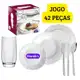 Aparelho Jantar 42 Peças Jantar C/ 06 Prato Vidro Duralex Fundo Petala+06 Raso+06 Sobremesa+06 Copos em oferta