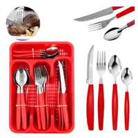 Imagem da promoção Jogo Conjunto De Talheres inox Faqueiro Porta Talher Com 25 Peças Fratelli Caprese Vermelho