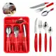 Jogo Conjunto De Talheres inox Faqueiro Porta Talher Com 25 Peças Fratelli Caprese Vermelho em oferta