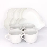 Imagem da promoção Kit Xicaras Chá Porcelana Relevo Branca e Pratinhos Coração Sobremesa Plástico