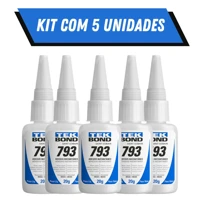 Imagem da promoção Kit 5 Cola Instantânea Tek Bond 793 20g / Unha Para Postiça/Fibra e Pedrarias Bico Fino / Fácil Apli