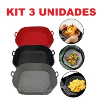 Imagem da promoção Kit 3 Formas de Silicone Quadrada 16x16cm Assadeira Air Fryer e Forno Forma para Fritadeira Elétrica