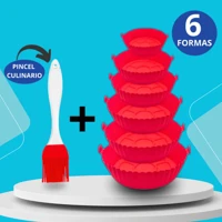 Imagem da promoção Kit 6 Forma Para Air Fryer Silicone Antiaderente Forno Microondas + Espatula Silicone