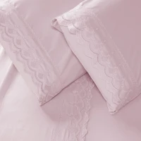 Imagem da promoção Jogo de Lençol 400 Fios Cama Casal Queen e King 4 peças Bordado Inglês Com Detalhes Luxo