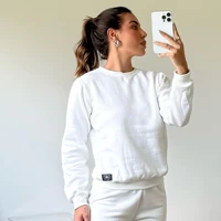 Imagem da promoção Blusa Moletom Feminino Casaco Flanelado Blusa de Frio feminina gola o Algodão Lisa conjunto feminino