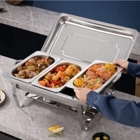 Imagem da promoção Rechaud Profissional Inox 9L com 3 Divisórias para Buffet Festas Eventos QUEBOM