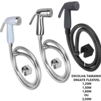 Imagem da promoção Kit Ducha Higienica Gatilho Chuverinho ABS Branco Cromado Preto + Mangueira ESCOLHA COR E TAMANHO