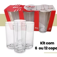 Imagem da promoção Jogo 6 Copos Vidro 225ml Kit Para Água Suco Drinks Refrigerante Elegante Mesa Posta Cozinha Egito