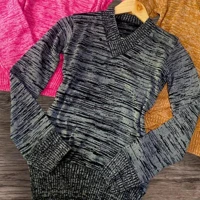 Imagem da promoção Kit 2 Blusas Feminina Tricô de Frio Gola V Suéter Casaquinho Básico