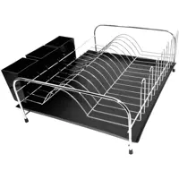 Imagem da oferta Escorredor de Louça Pratos com Bandeja e Porta Talheres Pia, cor Preto, Polipropileno