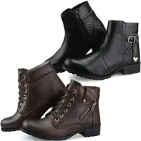 Kit 2 Pares de Bota Casual Feminina Preta e Capuccino - WS3 em oferta na Magazine Luiza