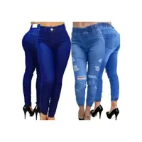 Kit 2 Calça Jeans Feminina Blogueira Jogger Cos Alto Lindas Country - MEIMI AMORES em oferta na Magazine Luiza