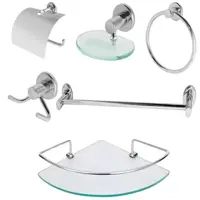 Kit Banheiro Inox Com Porta Shampoo de Canto Linha Extra Luxo - Kit Bras em oferta na Magazine Luiza