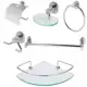 Kit Banheiro Inox Com Porta Shampoo de Canto Linha Extra Luxo - Kit Bras em oferta