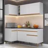 Cozinha Compacta de Canto Veneza GW Multimóveis MP2057 com Armário e Balcão Branca em oferta na Magazine Luiza
