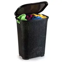 Cesto Rattan Grande C/ Tampa Basculada Preto Arqplast em oferta na Magazine Luiza