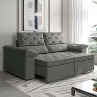 Sofá Retrátil 2 Lugares Inglaterra Suede Cinza - SELMER ESTOFADOS em oferta na Magazine Luiza