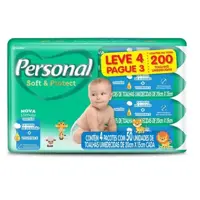 Kit Toalha Umedecida Personal Soft e Protect Leve 4 Pague 3 - 200 Toalhas em oferta na Magazine Luiza