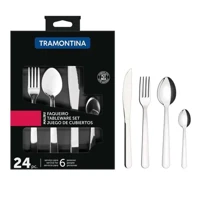 Imagem da promoção Jogo de Talheres Mesa Faqueiro Malibu 24 Peças Tramontina em Aço Inox