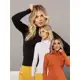 Kit 3 Blusas Cacharrel Manga Longa Branca, Preto e Telha em oferta