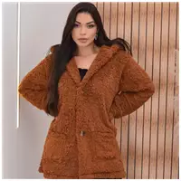 Imagem da promoção Teddy Casaco Max Forrado Capuz Bolso Sobretudo Feminino Frio