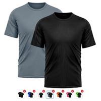 Imagem da promoção Kit 2 Camisetas Masculina Dry Fit Proteção Solar UV Básica Lisa Treino Academia Ciclismo Camisa