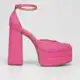 Peep Toe Meia Pata Vizzano Bico Quadrado Salto Bloco Alto em oferta