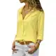 Camisa Social Feminina Manga Longa Tecido Viscose de Botões Casual Básica em oferta