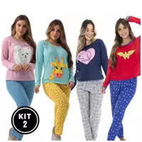 Imagem da promoção KIT 2 Pijamas Longo Adulto Malha Inverno
