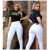 Imagem da promoção Calca branca feminina com lycra premium medicina curso odonto e fardamento studio designer jeans