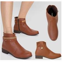 Imagem da promoção Bota Cano Curto Look Fashion Tira Tacha ou Multi Tiras Feminina