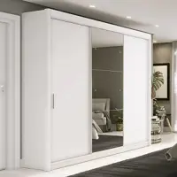 Guarda Roupa Casal com Espelho 3 Portas 4 Gavetas 188,5cm Viena Yescasa Branco em oferta na Casas Bahia