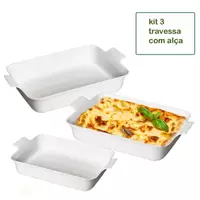 Imagem da promoção Kit 3 Forma Travessa Com Alça Le Chef Branca Para Massas