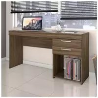 Imagem da promoção Mesa Para Computador Escrivaninha Home Office Estudos 2 Gavetas 1 Nicho Escritório Marrom Escuro