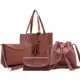 Kit bolsa feminina grande+ bolsa saco media+bolsa bau corrente + carteira 4 peças em oferta