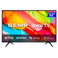 Smart TV Semp LED 32" HD Wi-Fi USB HDMI Roku 32R6500 em oferta na Gazin