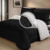 Edredom Sherpa 2 em 1 Tipo Pêlo de Carneiro Casal Queen Preto Anti-Frio Cotex!! em oferta na Casas Bahia