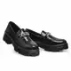 Mocassim Feminino Tratorado Corrente Preto Verniz Confortável Top em oferta