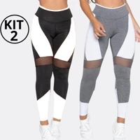 Imagem da promoção KIT 2 Calça Legging Feminina Tela Roupa Fitness de Academia Ginástica