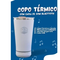 Imagem da promoção Copo térmica Novo com abridor e tampa 420 ml com o Som musica de bluethooth