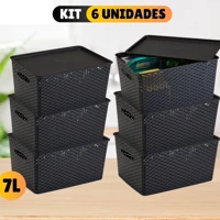 Imagem da promoção Kit Com 6 - Cesto Caixa Organizadora Rattan - 7 Litros Multiuso