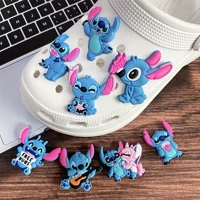 Imagem da promoção 8 peças de fivelas de sapato da série Disney Stitch, com padrão de desenho animado, amuletos de sapa